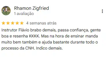 Avaliação de Rhamon Zigfried no Google sobre as aulas do Instrutor Flávio